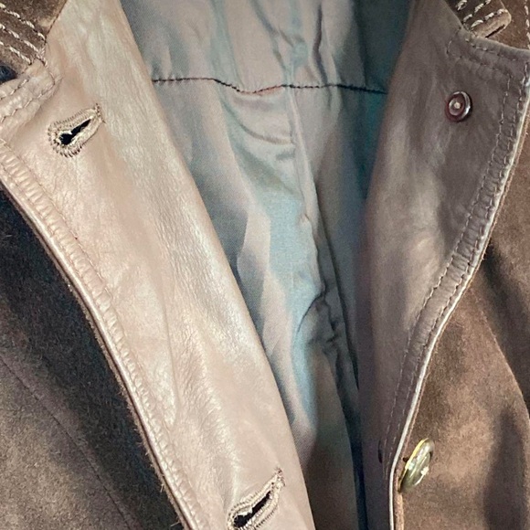 Brown Suede Leather Trench Coat - Picture 8 of 14